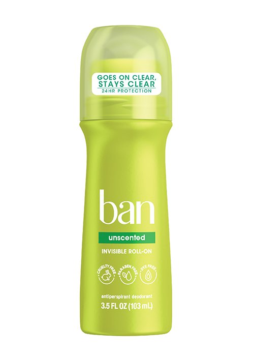 Ban Original Unscented 24-hour Invisible Antiperspirant, 3.5oz Roll-on Deodorant for Women and Men, Underarm Wetness Protection, with Odor-fighting Ingredients, 3.5 Fl Oz (Pack of 4) Roll On 1