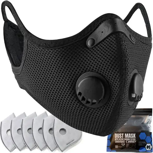 BASE CAMP M Plus Dust Face Mask with Extra 6 Activated Carbon Filters for Woodworking Construction Mowing Cycling (1)