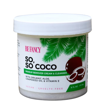 Be Fancy So, So Coco Makeup Remover Cream & Cleanser, Face Wash with Coconut Oil, Aloe, Vitamin E, Sensitive Skin, Non-Pore Clogging, Vegan, 6 oz