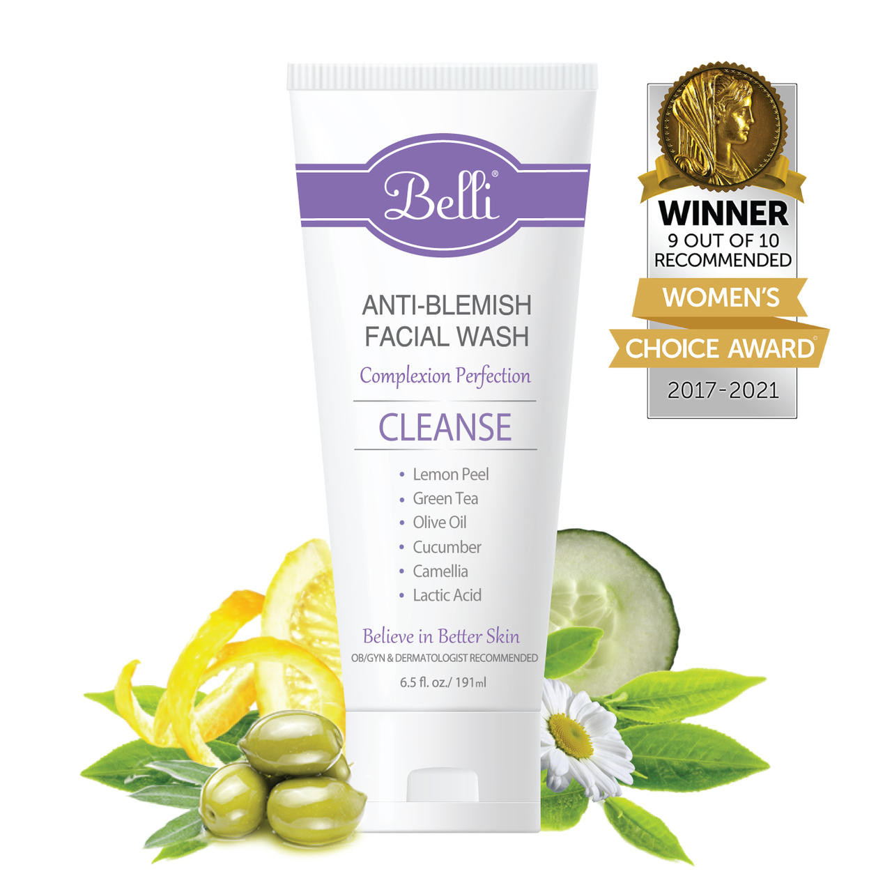 Belli Skincare Anti-Blemish Facial Wash - Natural Face Wash - (6.5 ounces)