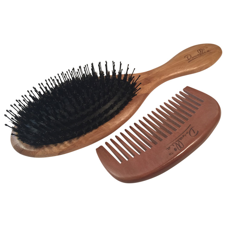 Best Boar Bristle Hair Brush Set for Women and Men - Wood Comb