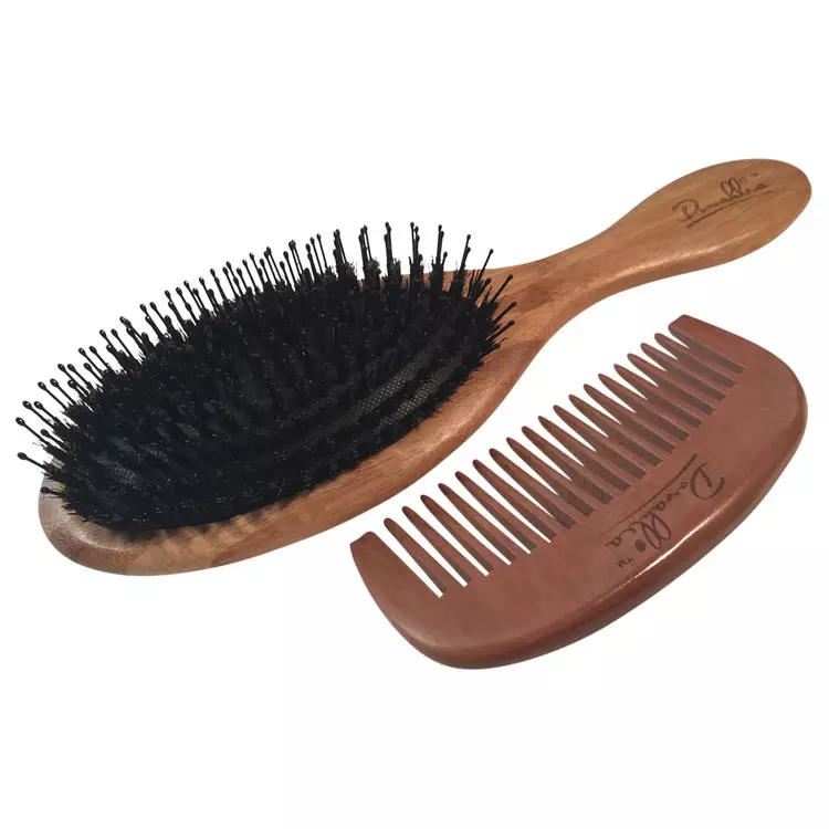 Best Boar Bristle Hair Brush Set for Women and Men - Wood Comb