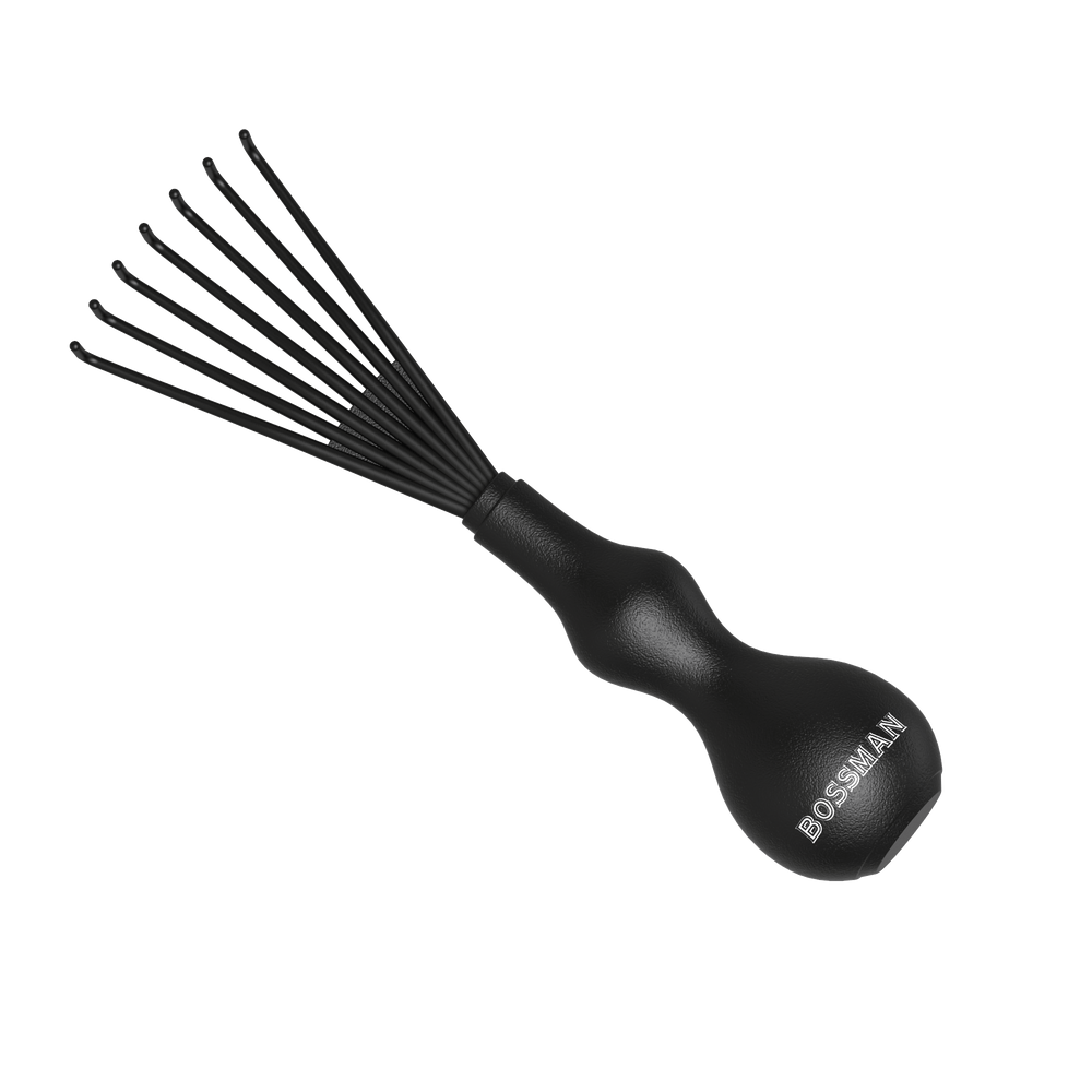 Bossman THE CLAW Hair Brush Cleaner Tool - Cleans Boar Bristle, Wave or Plastic Brushes and Combs - Hairbrush Cleaning Rake - 3 Inch (Black)
