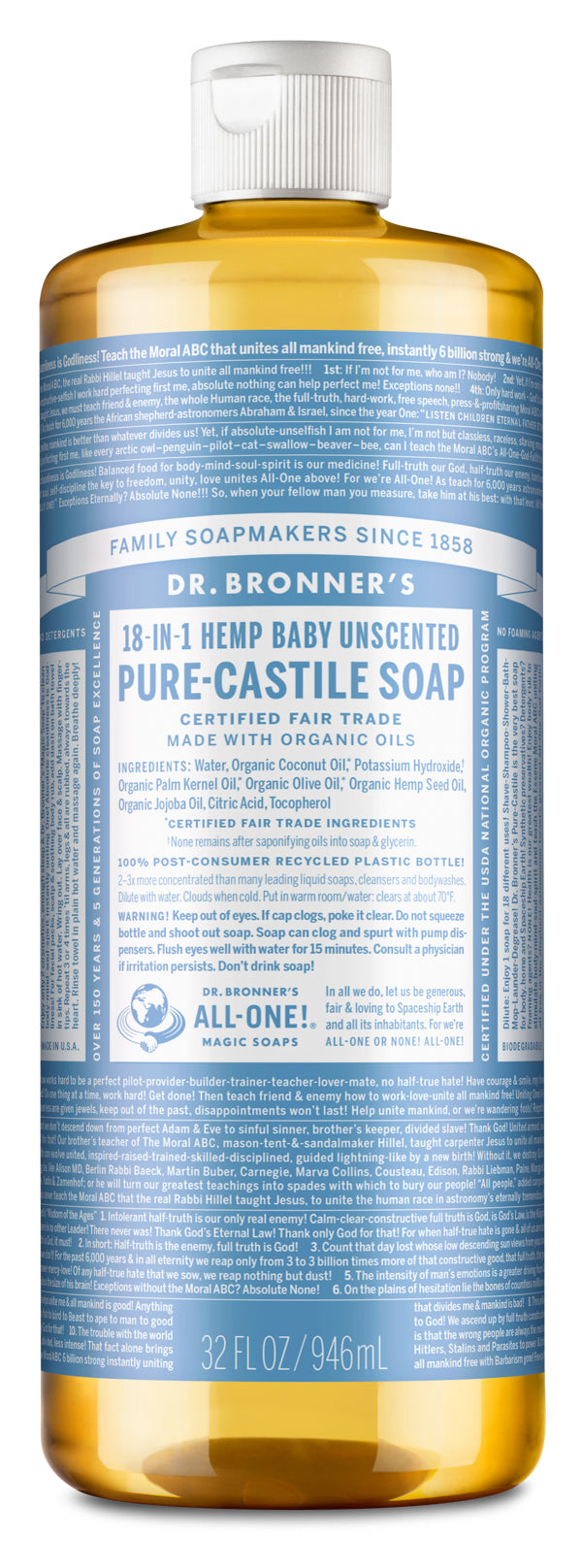 Bronner’s 18-In-1 Hemp Baby Unscented Pure-Castile Soap