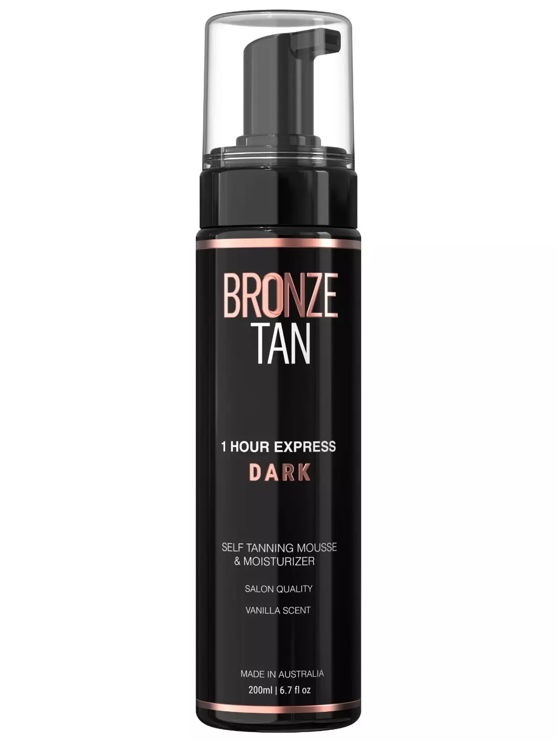 Bronze Tan Self Tanning Mousse (Dark) With Natural Ingredients | Self Tanner For All Skin Tones | Salon Quality Vanilla Scented Fake Tan Foam (200 ml/ 6.7 oz)