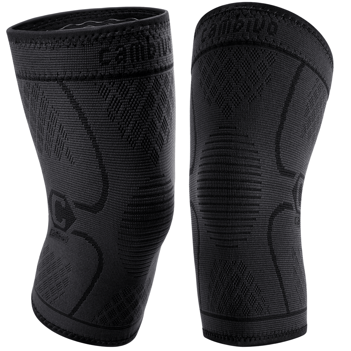 CAMBIVO 2 Pack Knee Brace, Knee Compression Sleeve Support for Men and Women, Knee Pads for Running, Hiking, Meniscus Tear, Arthritis, Joint Pain Relief Large Black