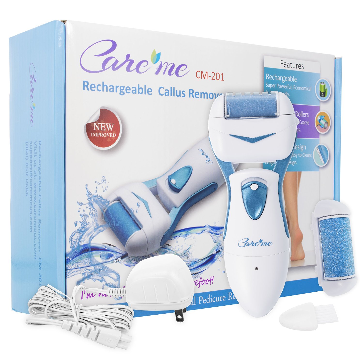Care me Electric Foot Callus Removers Rechargeable ? Electronic Foot Grinder Files Away Dry, Dead, Hard, Skin & Calluses- Best Foot Care Pedicure Tool for Spa-Like Smooth Soft Feet