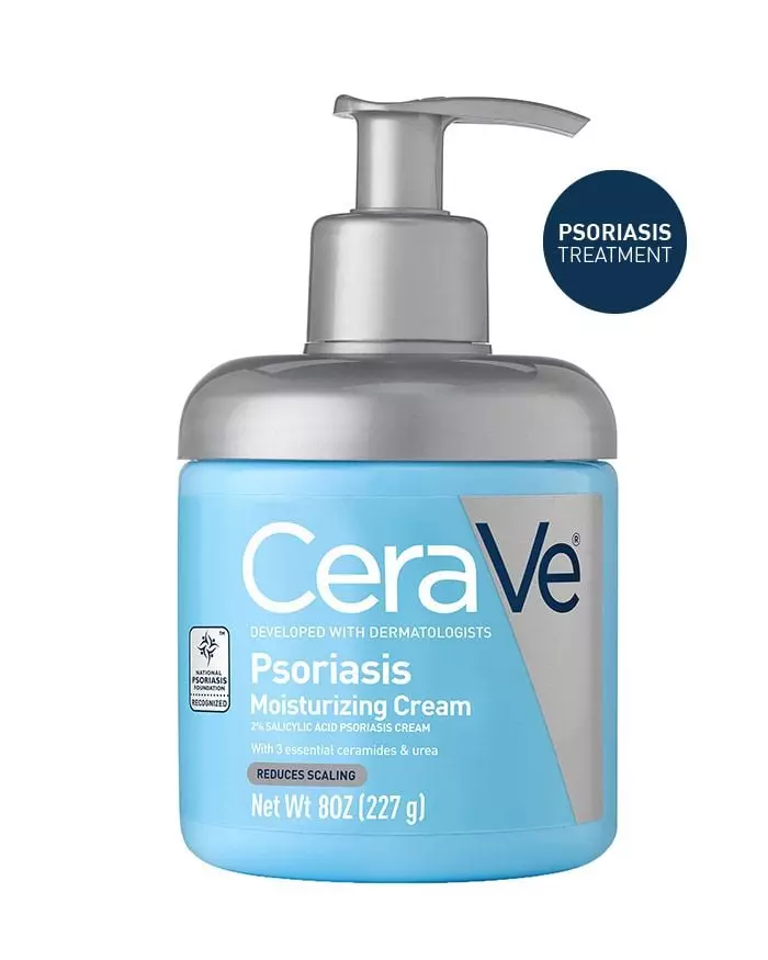 CeraVe Moisturizing Cream for Psoriasis Treatment | With Salicylic Acid for Dry Skin Itch Relief & Urea for Moisturizing | Fragrance Free & Allergy Tested | 8 Oz