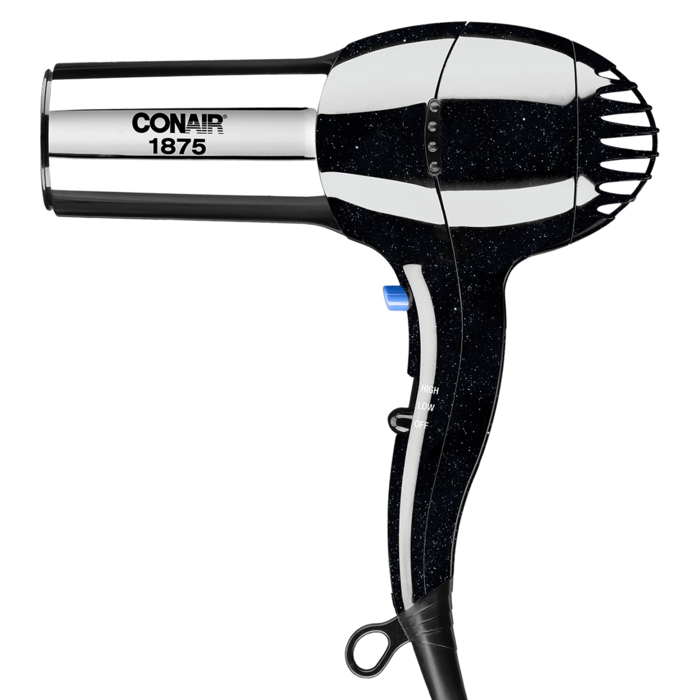 Conair 1875 Watt Full Size Pro Hair Dryer with Ionic Conditioning , Black / Chrome, 1 Count Black/Chrome