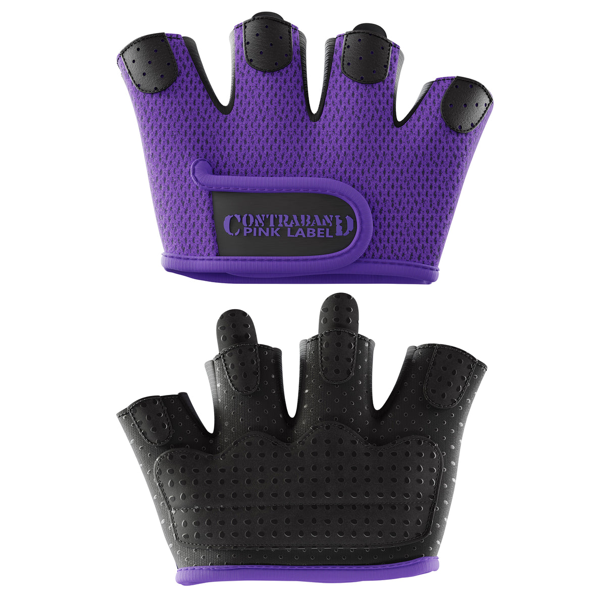 Contraband Pink Label 5537 Womens Micro Weight Lifting Gloves w/Grip-Lock Silicone Padding (Pair) - Minimalist Half Gloves - Apple Watch Friendly Purple Medium