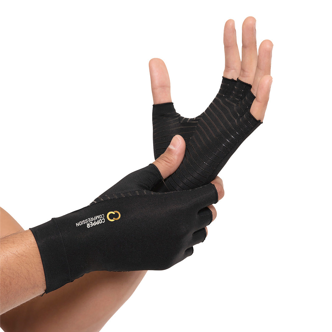Copper Compression Arthritis Gloves - Best Copper Infused Fingerless Glove for Carpal Tunnel