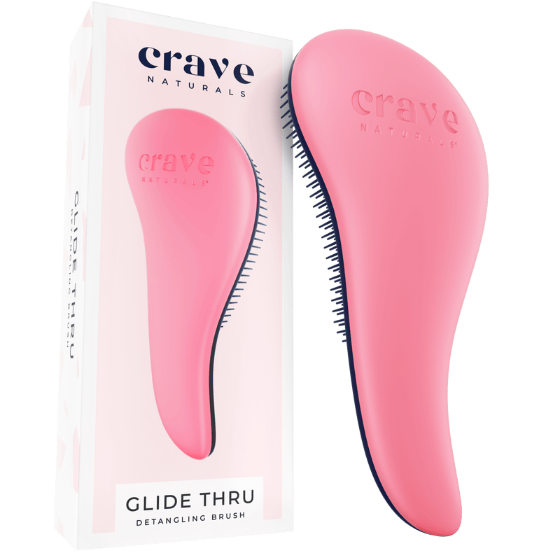 Crave Naturals Glide Thru Detangling Brush for Adults & Kids Hair. Detangler Hairbrush for Natural, Curly, Straight, Wet or Dry Hair. Hair Brushes for Women. Styling Brush (Pink)