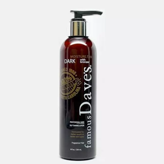 Dave's Dark Self Tanner Sunless Tanning Lotion with Bronzer - For All Skin Types