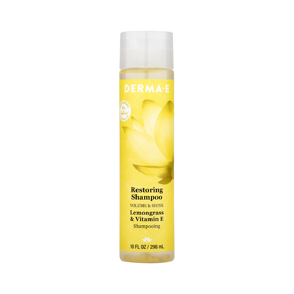 DERMA E Restoring Shampoo for Volume and Shine ? Sulfate Free Volumizing Shampoo with Lemongrass and Vitamin E ? Restoring Color Care Shampoo, 10 oz