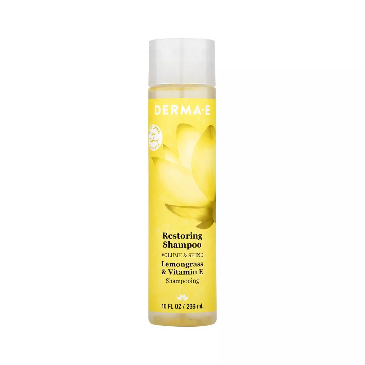 DERMA E Restoring Shampoo for Volume and Shine ? Sulfate Free Volumizing Shampoo with Lemongrass and Vitamin E ? Restoring Color Care Shampoo, 10 oz