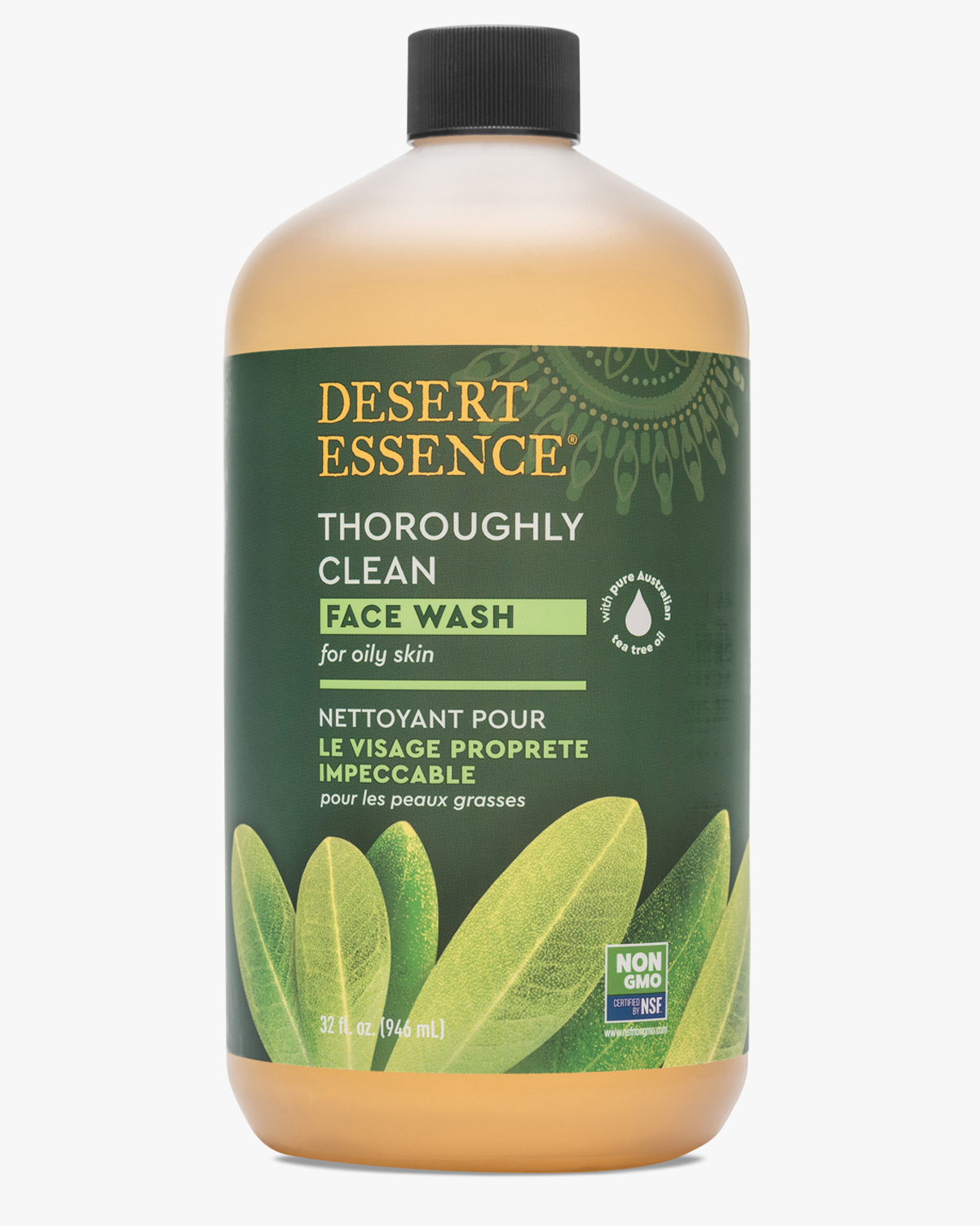 Desert Essence Thoroughly Clean Face Wash - Original - 32 Fl Ounce - Tea Tree Oil - For Soft Radiant Skin - Gentle Cleanser - Extracts Of Goldenseal, Awapuhi, & Chamomile Essential Oils