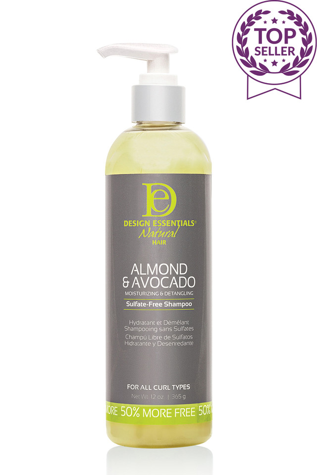 Design Essentials Natural Almond & Avocado Moisturizing & Detangling Sulfate-Free Shampoo, 12 Ounce 12 Ounce (Pack of 1)