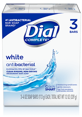 Dial Complete Antibacterial Deodorant Bar Soap, White, 4 Ounce (Pack of 8)