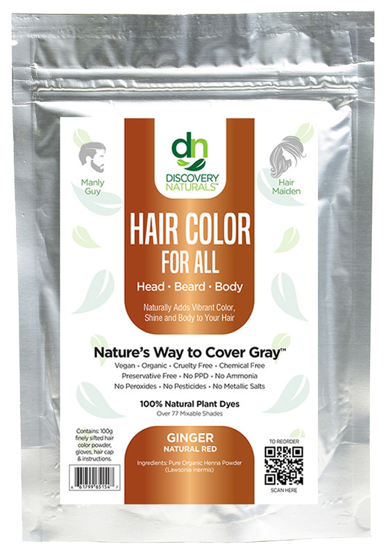 Discovery Naturals - Natural Henna Hair Dye For Men & Women, 100% Natural & Chemical-Free Dye for Hair & Beard, Easy To Use & Blends Well In Hair, Ginger Natural Red