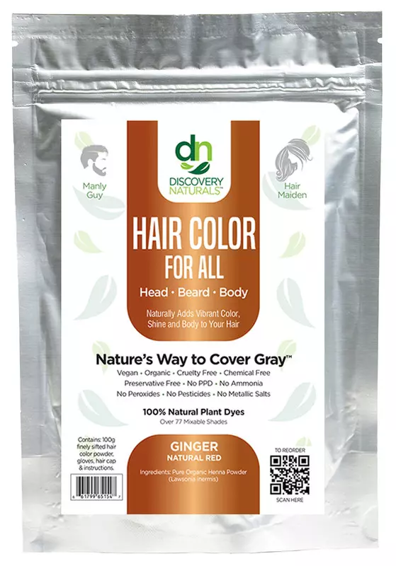 Discovery Naturals - Natural Henna Hair Dye For Men & Women, 100% Natural & Chemical-Free Dye for Hair & Beard, Easy To Use & Blends Well In Hair, Ginger Natural Red