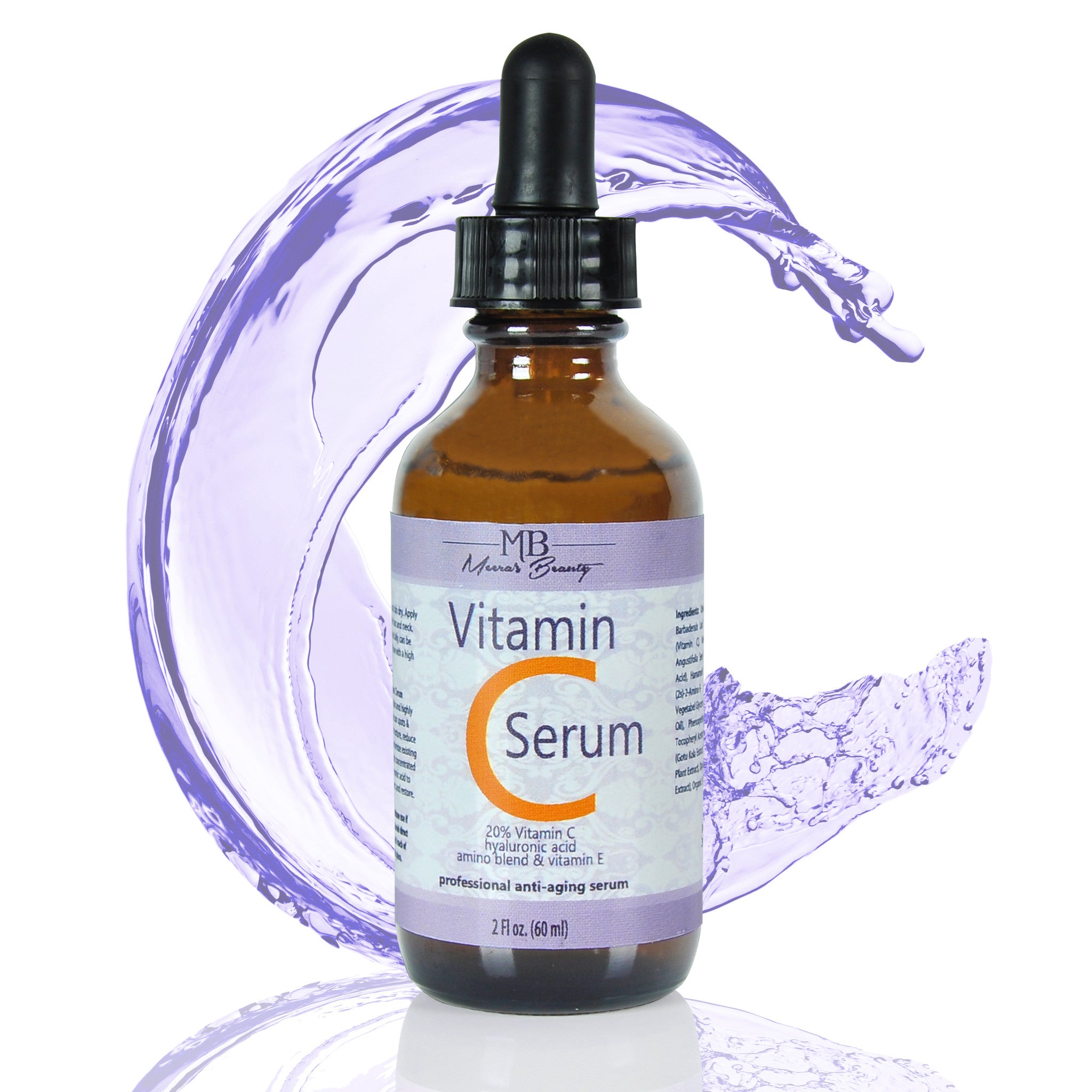 DOUBLE SIZED (2 oz) PURE VITAMIN C SERUM FOR FACE 20% With Hyaluronic Acid - Anti Wrinkle