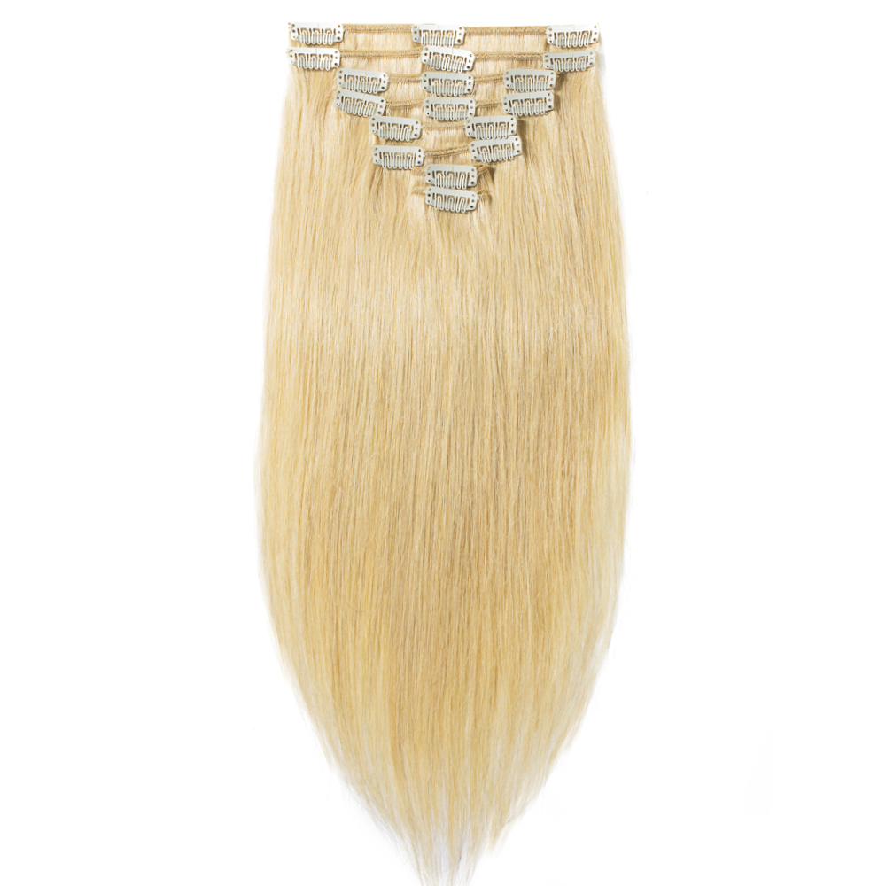 Double Weft 100% Remy Human Hair Clip in Extensions
