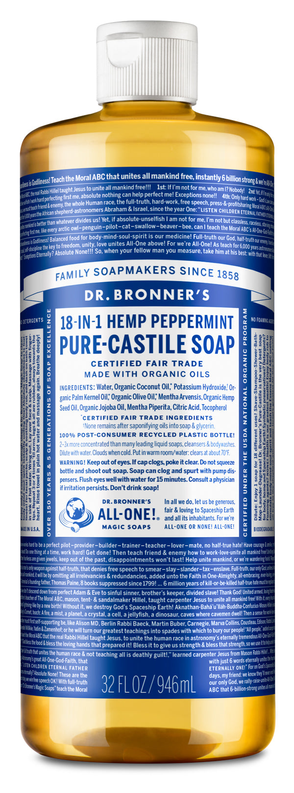 Dr. Bronner’s 18-In-1 Hemp Peppermint Pure-Castile Soap