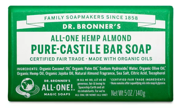 Dr. Bronner’s All-One Hemp Almond Pure-Castile Bar Soap – Pack Of 2