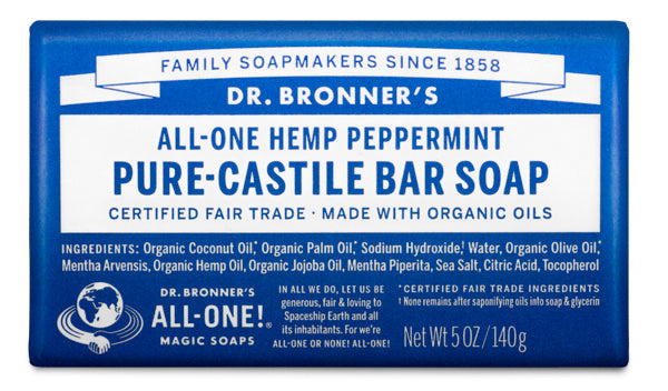 Dr. Bronner’s All-One Hemp Peppermint Pure-Castile Bar Soap