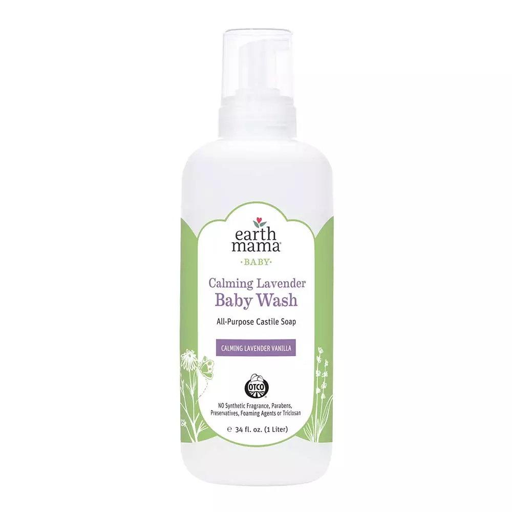 Earth Mama Calming Lavender Baby Wash with Gentle Castile Soap for Sensitive Skin