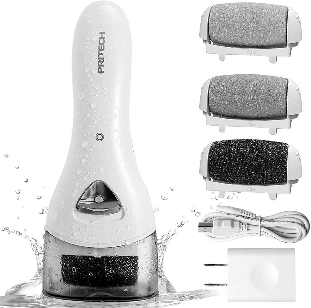 Electric Feet Callus Removers Rechargeable,Portable Electronic Foot File Pedicure Tools, Electric Callus Remover Kit,Professional Pedi Feet Care for Dead,Hard Cracked Dry Skin Ideal Gift 001-white