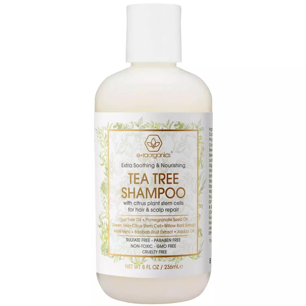 Era Organics Tea Tree Oil Shampoo - Premium Sulfate-Free Moisturizing Shampoo to Hydrate Dry Hair & Soothe Flaking Itchy Scalp with Plant Stem Cell Technology for Dry Itchy Scalp 8oz.