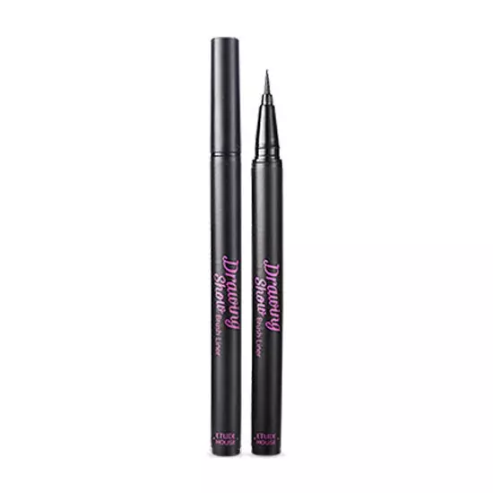 ETUDE Drawing Show Brush Eyeliner #BK801 Black (21AD) | Clear-Cut Soft Brush Eyeliner for a Long-Lasting Eyes Makeup | K-beauty BK801 Black_21AD