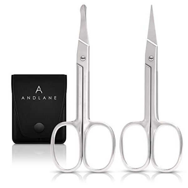 Facial Hair Scissors - Curved and Rounded - Eyebrow Scissors, Mustache, Nose Hair, Beard Trimming Scissors, Safety Use for Eyelashes and Ear Hair - Small Grooming Scissors for Women & Men