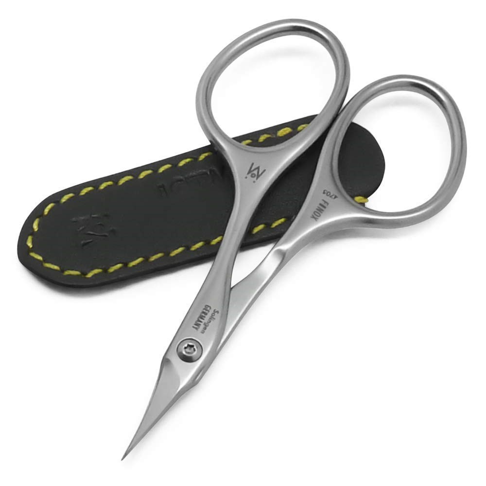 GERMANIKURE Tower Point Cuticle Scissors - FINOX Stainless Steel Professional Manicure Tools in Leather Case - Ethically Made in Solingen Germany - 4705