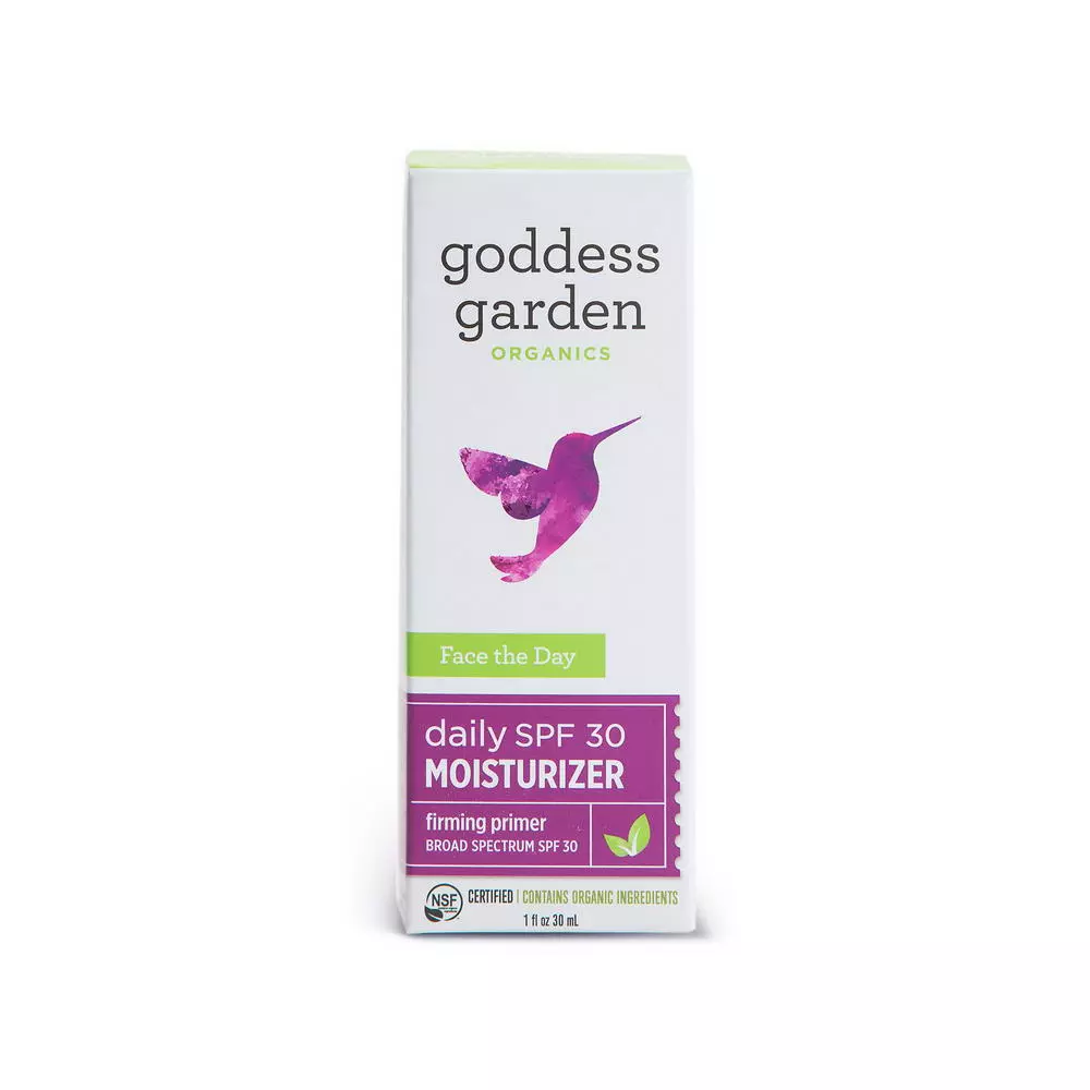 Goddess Garden - Face the Day Natural Mineral Sunscreen and Firming Primer SPF 30 - Vegan, Reef-Safe, Chemical-Free, Non-Nano, Cruelty-Free, Biodegradable, Recyclable Packaging - 1 oz Bottle