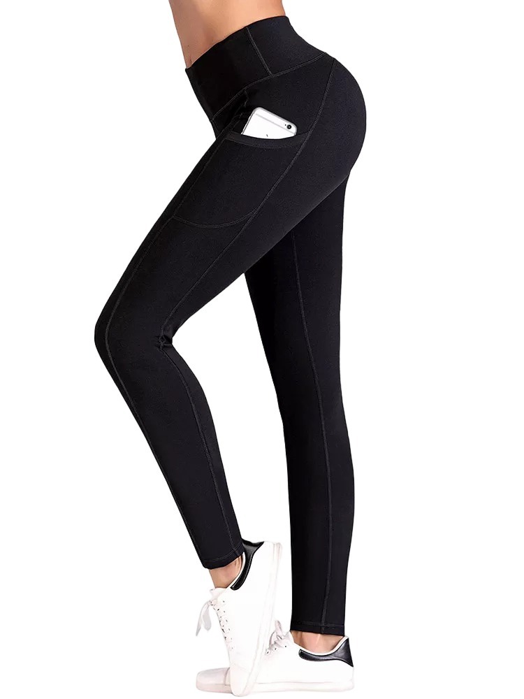 IUGA High Waist Yoga Pants with Pockets, Tummy Control, Workout Pants for Women 4 Way Stretch Yoga Leggings with Pockets X-Small Black I840