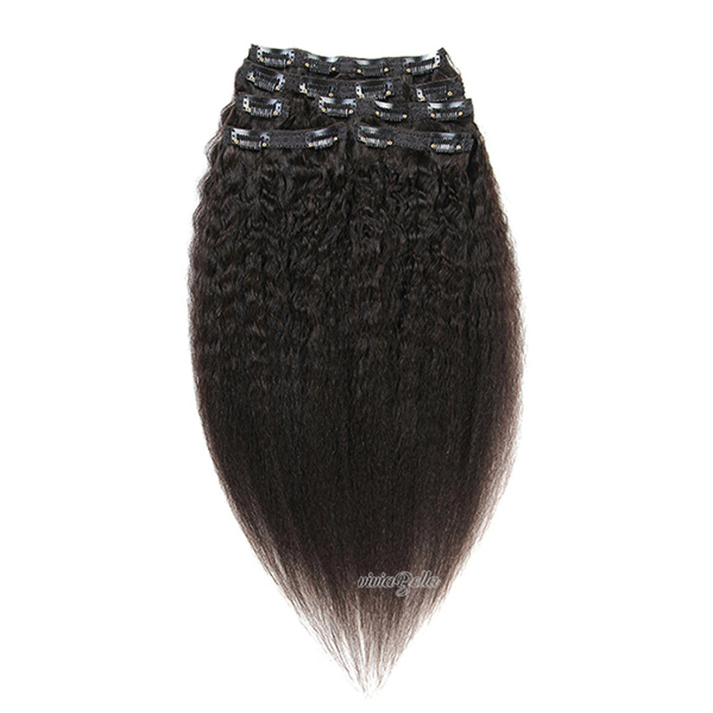 Jet Black African American Hair Piece Clip in Afro Hair Extensions Clip