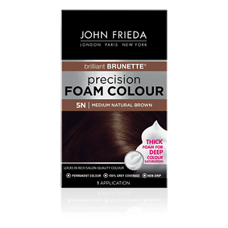 John Frieda Precision Foam Color, Dark Natural Brown 4N, Full-coverage Hair Color Kit, with Thick Foam for Deep Color Saturation