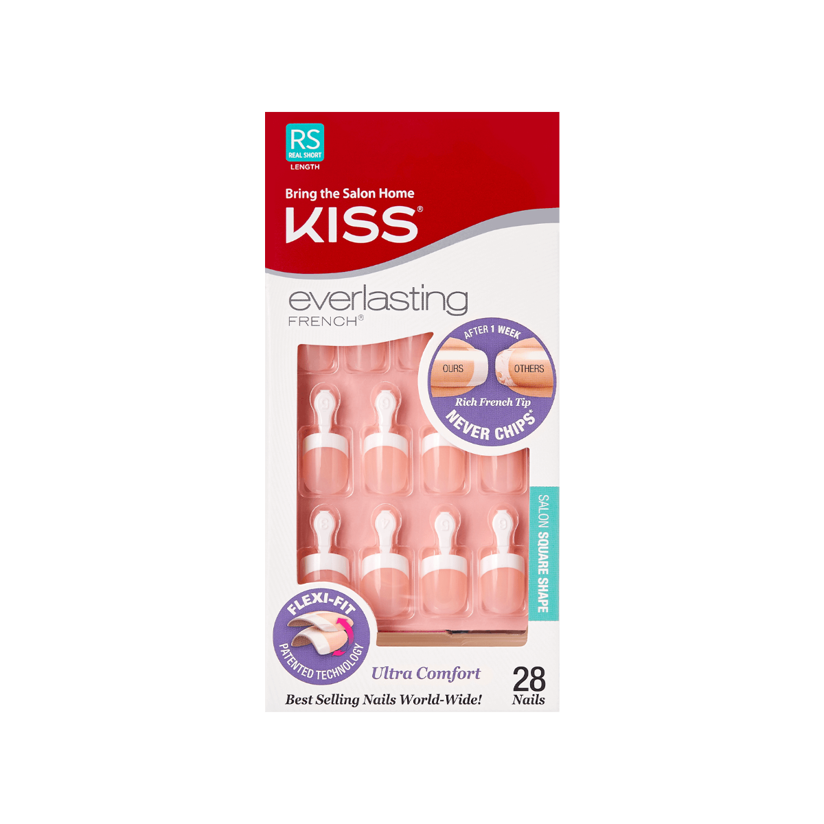 KISS Everlasting French Nail Kit Pearl Real Short Length EF09 (1 PACK) String of Pearls