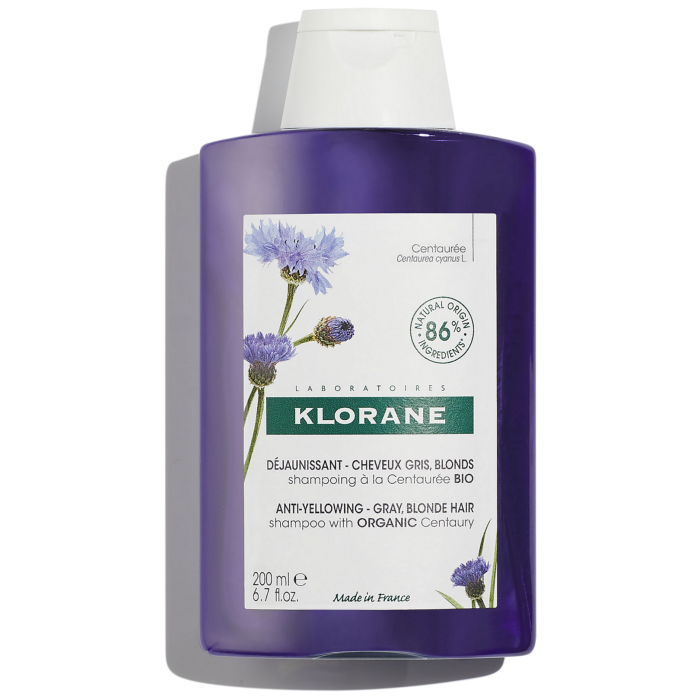 Klorane Plant-Based Purple Shampoo with Centaury, Brightens Blonde, Platinum, Silver, Gray or White Hair, Neutralizes Unwanted Yellow and Copper Tones, Paraben, Silicone and Sulfate Free 6.7 Fl Oz (Pack of 1) Original Formula