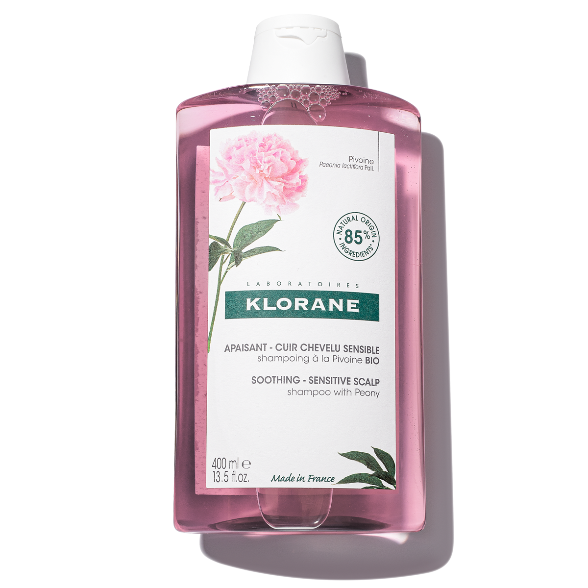 Klorane Shampoo with Peony, Soothing Relief for Dry Itchy Flaky Sensitive Scalp, pH Balanced, Provides Scalp Comfort 13.5 Fl Oz (Pack of 1) Shampoo