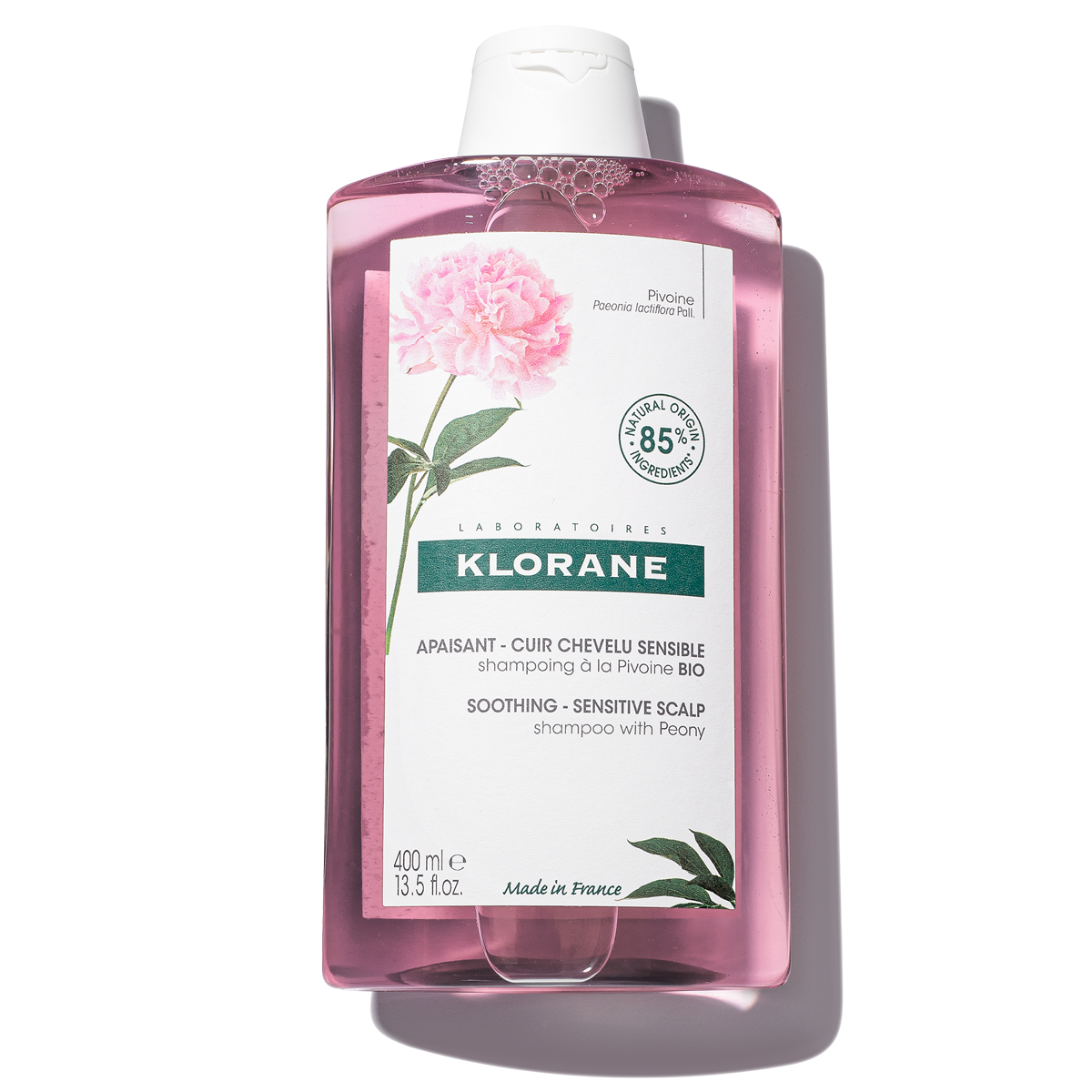 Klorane Shampoo with Peony, Soothing Relief for Dry Itchy Flaky Sensitive Scalp, pH Balanced, Provides Scalp Comfort 13.5 Fl Oz (Pack of 1) Shampoo