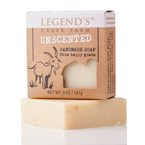 Legend?s Creek Farm, Goat Milk Soap, Moisturizing Cleansing Bar for Hands and Body, Creamy Lather and Nourishing, Gentle For Sensitive Skin, Handmade in USA, 5 Oz Bar (Unscented O.S.)