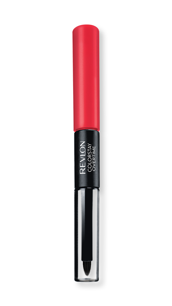 Liquid Lipstick with Clear Lip Gloss by Revlon, ColorStay Face Makeup, Overtime Lipcolor, Dual Ended with Vitamin E in Red/ Coral, Forever Scarlet (040), 0.07 Oz
