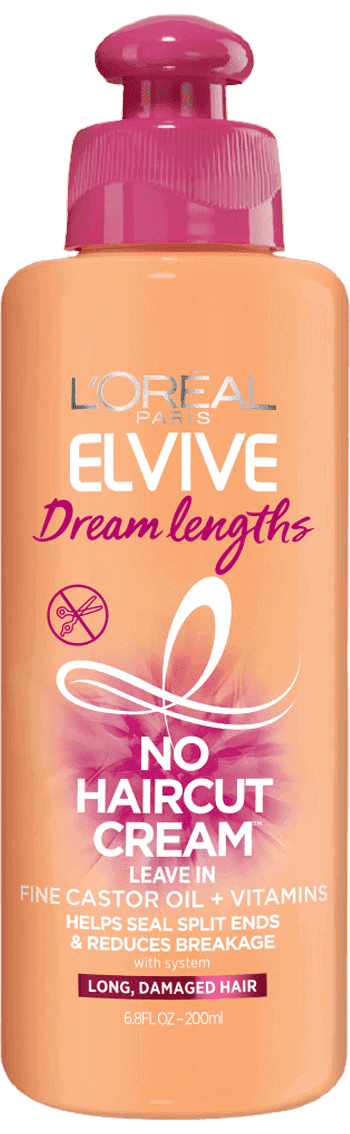 L?Oreal Paris Elvive Dream Lengths No Haircut Cream Leave in Conditioner With Fine Castor Oil and Vitamins B3 and B5 for Long, Damaged Hair, Helps Seal Split Ends and Reduces Breakage With System 6.8 FL; Oz