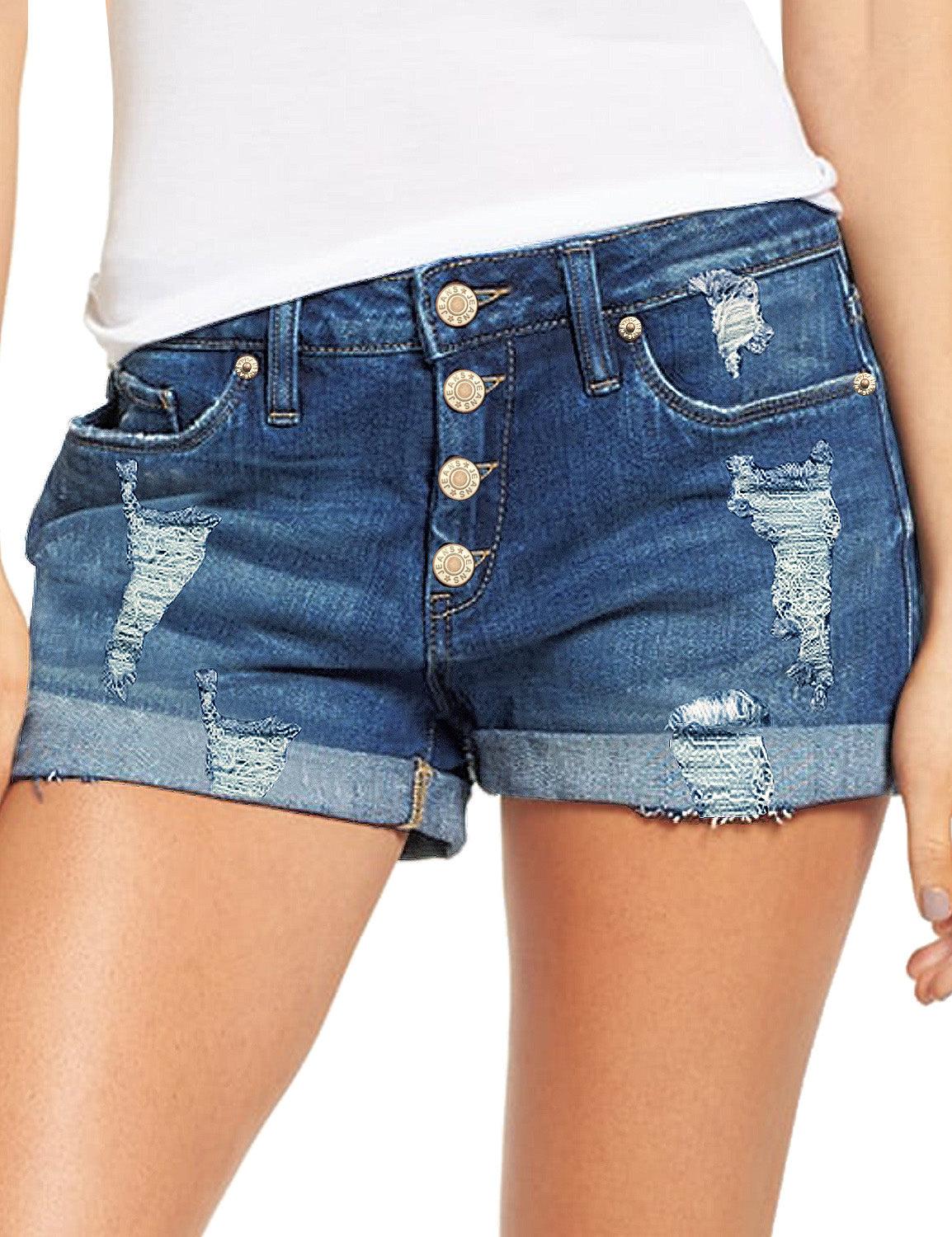 Luvamia Women’s Ripped Denim Jean Shorts