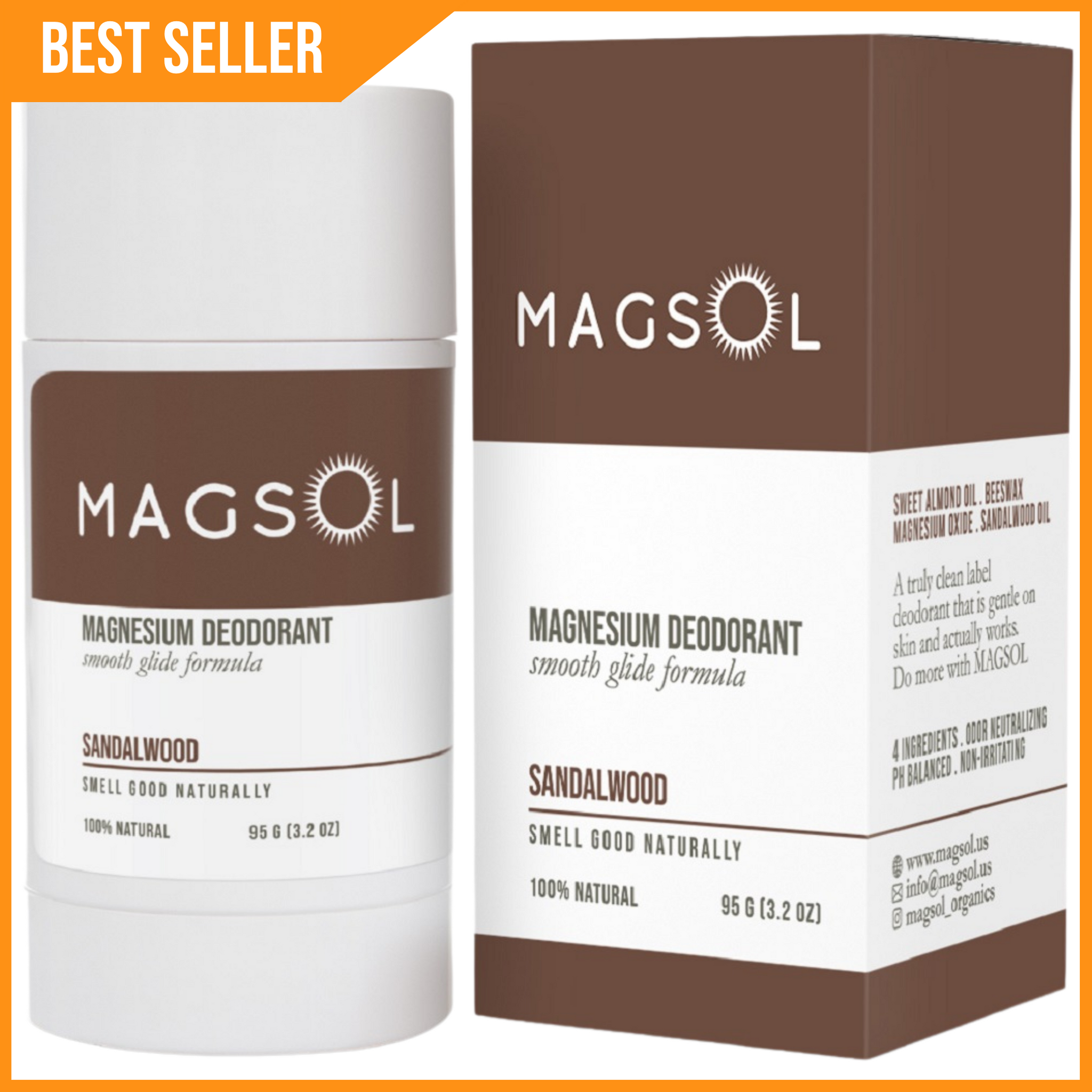 MAGSOL Magnesium Deodorant - Sandalwood