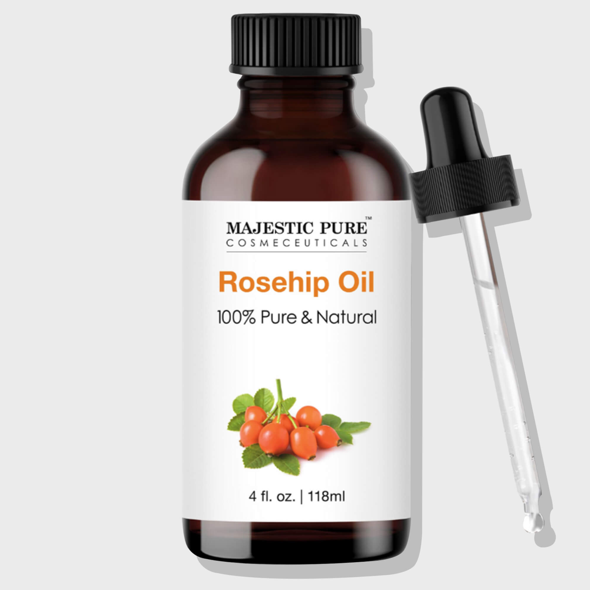 MAJESTIC PURE Rosehip Oil for Face, Nails, Hair and Skin, Pure & Natural, Cold Pressed Premium Rose Hip Seed Oil, 4 Fl Oz