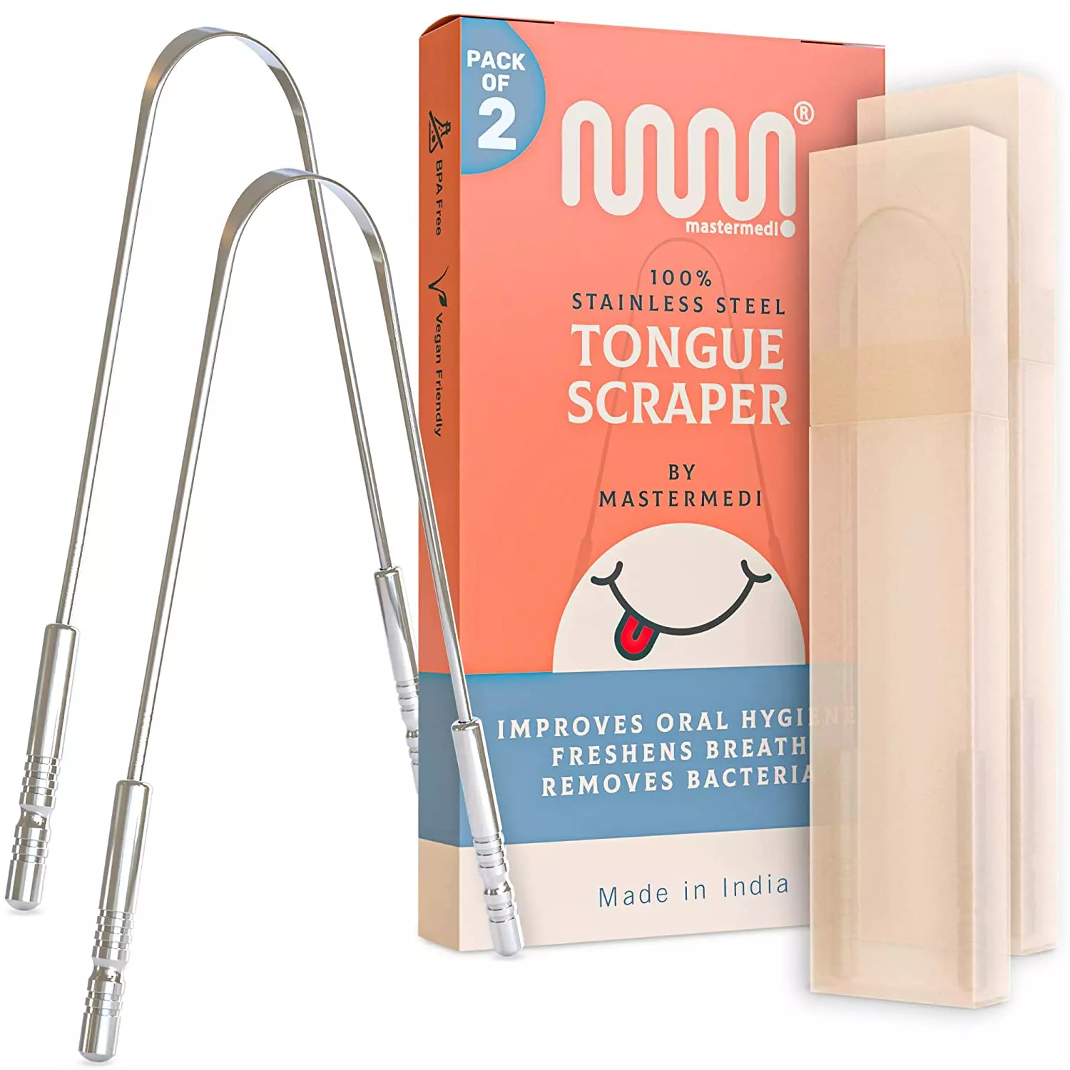 Mastermedi Stainless Steel Tongue Scraper